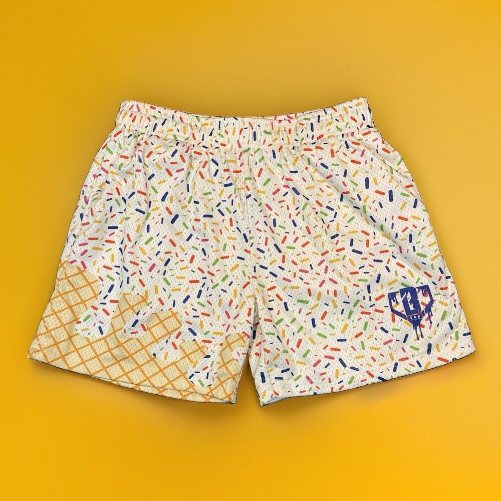Baseball Lifestyle 101 Shorts Vanilla Sprinkle Ice Cream Size Youth XL